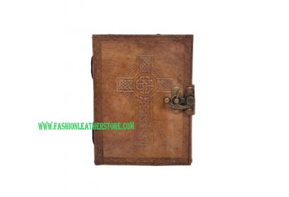 Handmade Antique Design Cross Embossed Leather Journal Charcoal Color Journals Notebook & Sketchbook